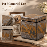 Urna de Cerámica Artesanal para Guardar Cenizas, Mini Urna Cuadrada Portátil para Perros y Gatos, Caja de Cremación, Artículos Funerarios para Mascotas