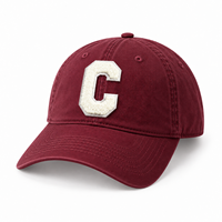 Casquette de baseball personnalisée en coton doux, style Dad Hat, avec patch chenille lettres, bordeaux délavé, pour le sport et les loisirs, vente en gros