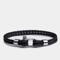 Heiß begehrtes europäisch-amerikanisches Mode-Armband aus Edelstahl mit Mini-U-förmiger Hufeisenschnalle, neues grenzüberschreitendes schwarzes Herrenarmband