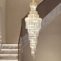 Lampe suspendue en cristal de luxe, style nordique, pour hall d'hôtel, décoration d'escalier, villa moderne, salon