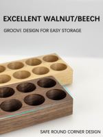 Aksesoris Espresso Ramah Lingkungan Alat Barista Penyimpanan Biji Kopi dan Teh Rak Pajangan Klasik Kayu Walnut Kaca
