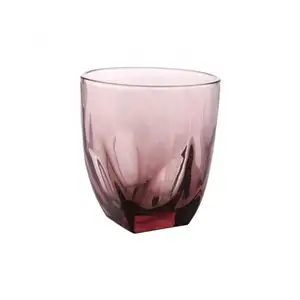 Purple Solid Color Embossing Glass Tumbler 300ml Water Glass Drinking Cup South America Popular Machine Made Juice Cup for Home