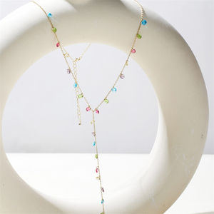 FUAMAY 2025 ludique élégant bijoux 925 argent arc-en-ciel coloré Zircon Long pendentif collier Chic quotidien élégant et vibrant - Product Image 3