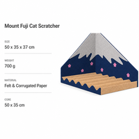 YAOYUE Griffoir pour chat Mont Fuji avec fleurs de cerisier roses, papier ondulé bleu marine, 50x35x37cm, design d'angle