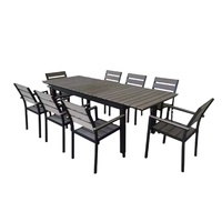 Table à manger extérieure en aluminium enduite de poudre extensible moderne gris foncé/clair meubles en métal durables pour les hôtels de cour de patio