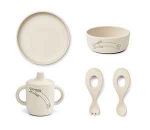 Nouvel ensemble de dîner <span class=keywords><strong>Ryle</strong></span> beige de qualité alimentaire 2024, ensemble de dîner en silicone de style nouveau sans BPA - Product Image 2