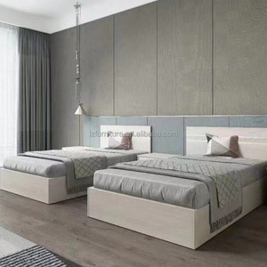 Wholesale Hotel Room Furniture Set Custom Twin <b>Single</b> Beds with Wood <b>Headboard</b> Panel Nightstand for Budget 3 Star Hotel Project - Product Image 6
