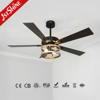 Ventilateur de plafond 1stshine 52 pouces avec télécommande, OEM/ODM, économe en énergie, innovant, durable, résistant à la rouille, avec éclairage LED pour la décoration intérieure