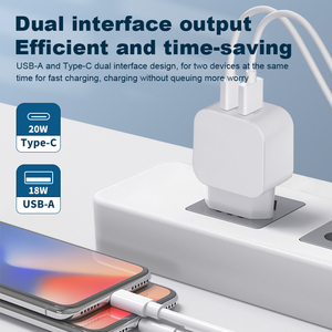 Cargador PD de 20W, <span class=keywords><strong>2</strong></span> puertos, cargador de pared de 20W, puerto de cargador Micro USB para el teléfono celular más nuevo - Product Image 2