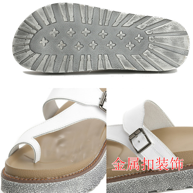 Cowhide Slippers Women Outdoor Muffin Bottom Clip Footwear Flat Sandals Thick Soft Slippers