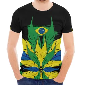 卸売高品質メンズブラジルTシャツブラックTシャツカスタム昇華メンズTシャツブランク特大Tシャツ夏用