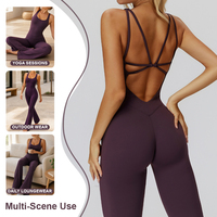 Combinaison de sport pour femme à col en U, une pièce, pour yoga, fitness et entraînement