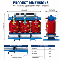 Transformateur sec triphasé de type bobiné 10kV 440V pour intérieur, 30kVA 50kVA 100kVA 50/60Hz, bobinage en aluminium/cuivre pour l'alimentation électrique