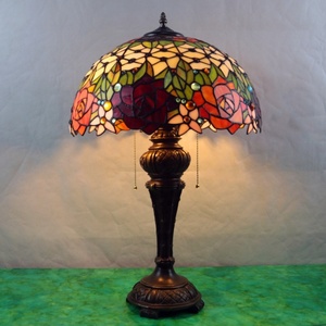LongHuiJing Tiffany Style Floor Lamp Stained Glass Lamps Tulip Flower Design Shade 2 <b>Light</b> Antique Base - Product Image 2
