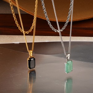 Collier pour homme <span class=keywords><strong>en</strong></span> or 18 carats avec <span class=keywords><strong>pendentif</strong></span> <span class=keywords><strong>en</strong></span> lapis-lazuli, pierre naturelle œil de tigre, spectrolite, onyx noir, bijoux pour homme - Product Image 3