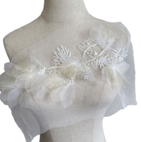 ZSY Luxueux strass blanc fantaisie et perle perlée dentelle brodée 3d fleur applique pour robe de mariée