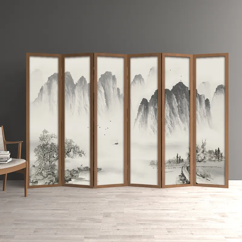 Nordic design 180 cm 160 cm long 4-6 screen foldable style solid wooden frame screen room divider partition