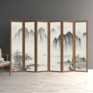 Diseño nórdico, 180 cm 160 cm de largo de 4-6 pantalla plegable estilo de marco de madera maciza pantalla Sala divisor partición