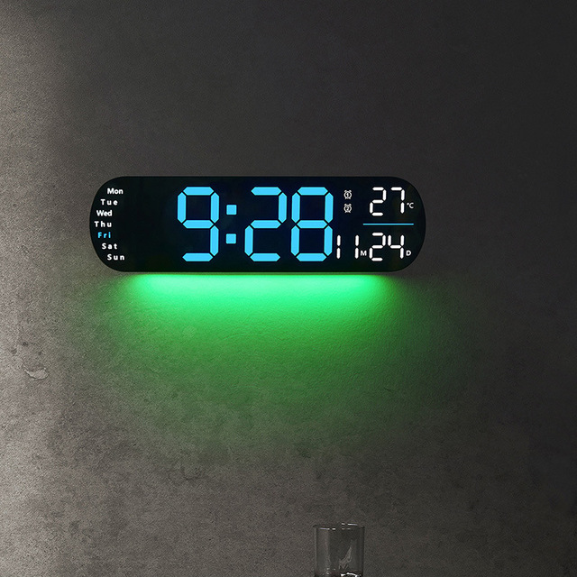 Smart Night Light Indoor Temperature Large LED Display Battery Operated Desk Alarm Clock Bedroom Home Decor Digital Wall Clock