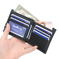 Baellerry Klasik PU Kulit Pendek Dompet untuk Pria, Pria Besi Logam Edge Kartu Case Pemegang