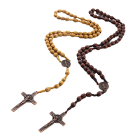 Collier chapelet en bois perles de prière religieuses catholiques 8*10mm chrétien jésus croix bijoux matériel principal bois et alliage