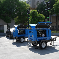 Générateur diesel silencieux 7m 4x1000W, tour d'éclairage mobile, mât télescopique, système d'éclairage de chantier LED à haut mât, ATS insonorisé