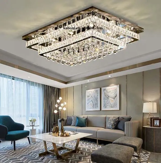 Luxury Modern Crystal Led Ceiling Light Living Room Lighting With Remote And RGB