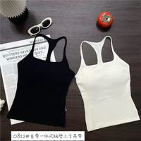Neue gestreifte, gerippte, wärmeübertragungsbedruckte Sportweste für Damen, ärmellos, mit Brustpolstern, aktivem Stretch und Hohldesign für Yoga