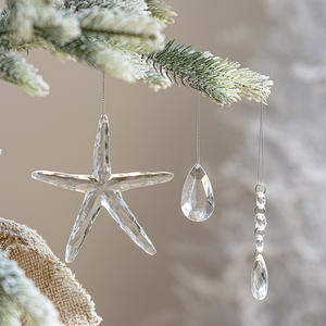 Ensemble d'ornements suspendus en forme <span class=keywords><strong>de</strong></span> flocon <span class=keywords><strong>de</strong></span> neige en cristal <span class=keywords><strong>de</strong></span> glace pour arbre <span class=keywords><strong>de</strong></span> Noël, étoile à cinq branches - Product Image 2