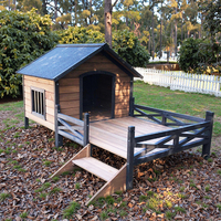SHUNDA SDD010 Villa de luxe écologique en bois pour animaux de compagnie, niche pour chien de style classique, étanche, pour extérieur, avec design à plancher surélevé