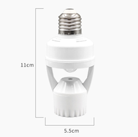 Dudukan Lampu Plastik Sensor Gerak PIR E27 Universal Putih, Dudukan Lampu Sensor Gerak Pintar untuk Bola Lampu LED