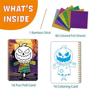 Halloween <span class=keywords><strong>Citrouille</strong></span> Feuille DIY Scratch Art Spiral Kit Vente en gros Artisanat Livre d'activités Enfants Logo personnalisé Papier <span class=keywords><strong>Dessin</strong></span> Jouets Peinture - Product Image 5