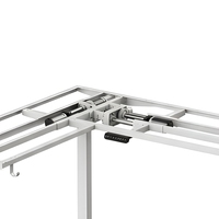 Bureau debout électrique réglable en hauteur en forme de L avec triple surface de travail, poste de travail d'angle assis-debout pour la maison et le bureau