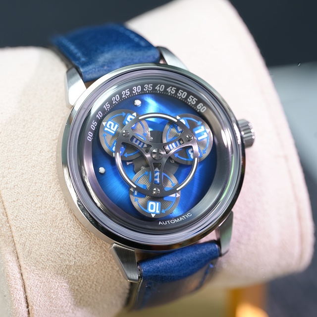 Three Wheel Skeleton Mechanical Watch for Men Automatic Luminous Hollow Luxury Wristwatch Leather Band Waterproof Fashion