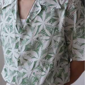 Đức interli Nhật Bản Retro Áo Sơ Mi Ngắn Tay Áo sơ mi Hawaii Áo sơ mi - Product Image 3