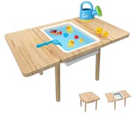Mesa Auxiliar de Madera de Cedro Sólida y Duradera con Tablero de Listones, Estilo Rústico, para Patio, Terraza o Jardín de Hotel