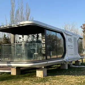 Luxury eco prefab outdoor capsule house 2 bedroom commercial home space airship pod for sale