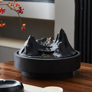 Fontana Scultorea Nera a Cascata <span class=keywords><strong>da</strong></span> Tavolo in Resina, Decorazione Zen Moderna per <span class=keywords><strong>Scrivania</strong></span>, Arte per Arredamento Casa, Ornamenti e Regali - Product Image 4