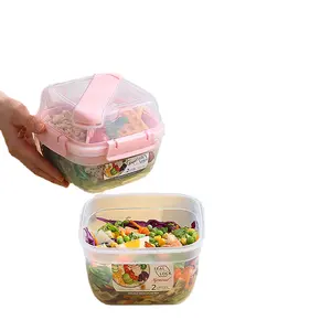 Fruit salad bento box Fat reduction picnic Microwave heating sealed double crisper plastic lunch