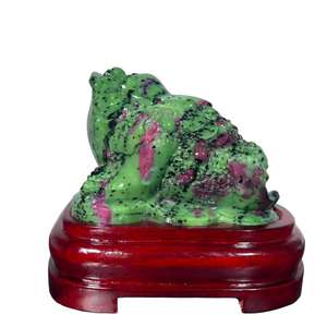 กบเงิน จิ๋ว ทำมือจากหินรูบี้โซไซต์ธรรมชาติ สำหรับตกแต่งบ้านตามหลักฮวงจุ้ย - Product Image 1