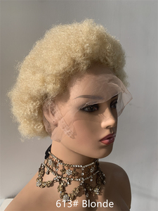 Parrucche Intrecciate DX050 in Capelli Umani, <span class=keywords><strong>Parrucca</strong></span> Africana con Trecce Box Braids, Senza Colla, Full Lace, Biondo 613, Ricci <span class=keywords><strong>Afro</strong></span> Kinky, 8-10 Pollici - Product Image 2