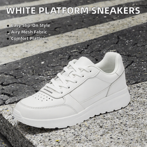 Women's White Walking <b>Shoes</b> Casual Sneakers Low Round Toe Thick Sole for Daily Wear - Product Image 2