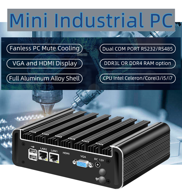 Fully Enclosed Aluminium Alloy Shell Industrial Mini PC Fanless Pc Mute Cooling Intel Core Win 10/Linux Industry Embedded PC