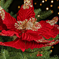 35CM Langlebige Modische Künstliche Weihnachtsdekoration Pailletten Weihnachtsblumen für Tür Weihnachtsbaum Festival