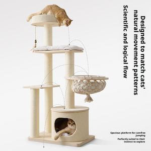 Solid Wood Eco-Friendly 4-Level Sisal <strong>Cat</strong> Tree Condo <strong>Scratching</strong> <strong>Post</strong> Multifunctional <strong>Cat</strong> <strong>Bed</strong> Space-Saving for Large <strong>Cats</strong> Small - Product Image 1