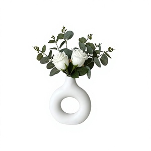 Juego <span class=keywords><strong>de</strong></span> Jarrones con Rosas Artificiales, Flores <span class=keywords><strong>de</strong></span> Seda y Plástico Realistas <span class=keywords><strong>para</strong></span> Decoración del Hogar en Estilo Europeo, Halloween y Navidad - Product Image 2