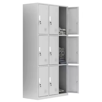 Prix d'usine, casier métallique à 9 portes, armoire de rangement en acier, armoire multi-portes, casier en acier blanc avec serrure à clé pour bureau, école