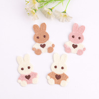 Autocollant en tissu brodé, patch lapin, dessin animé, applique en laine tricotée pour casquette, sac