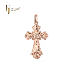 F86100323 FJ法伦时尚珠宝天主教马耳他十字吊坠镀玫瑰金黄铜基