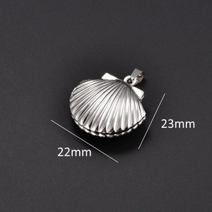 Collier pendentif médaillon photo en acier inoxydable en forme de coquillage pour femmes et hommes, avec cadre pour photos, breloques, chaîne, accessoire de bijoux en métal DIY - Product Image 2